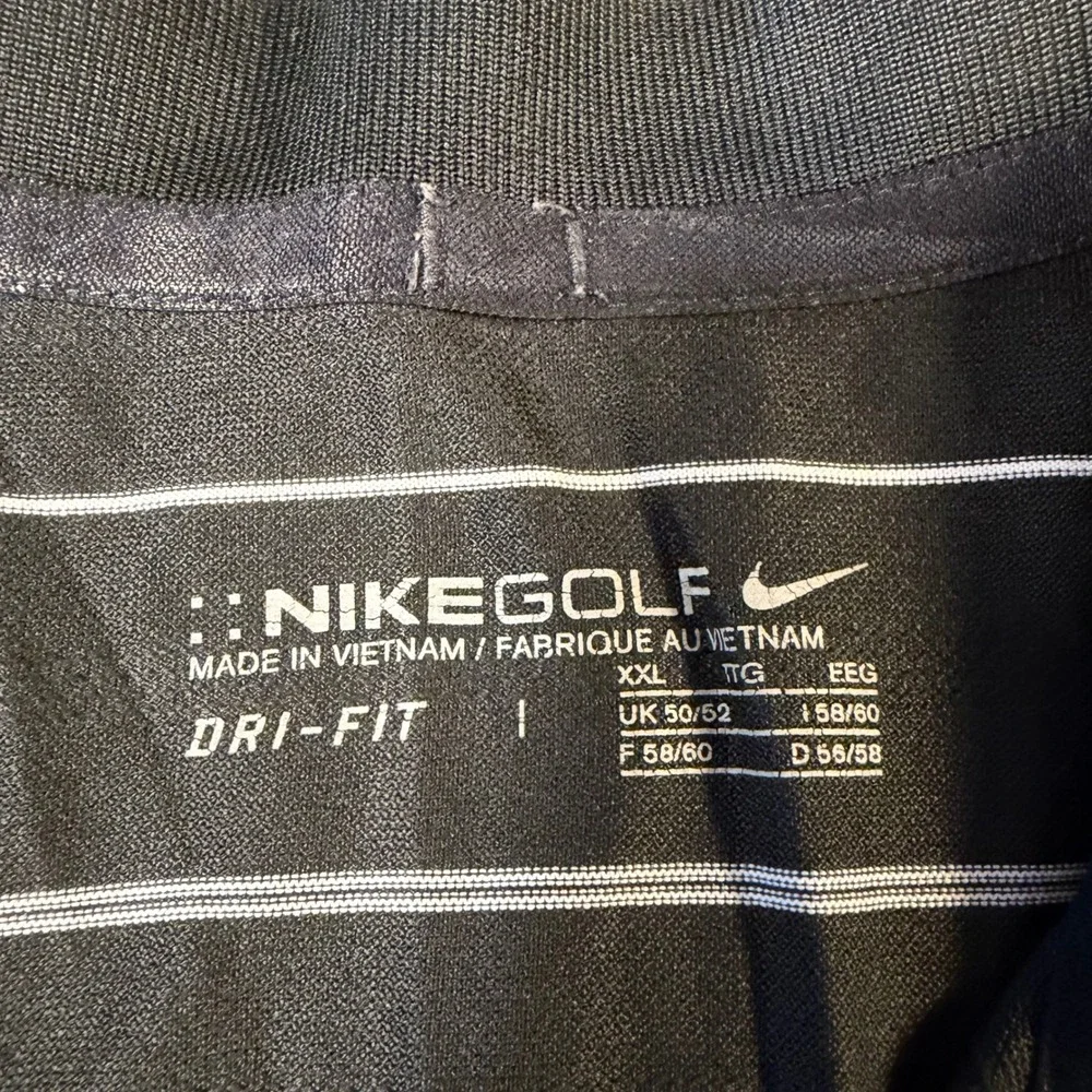 Nike Golf Dri-FIT Polo Shirt Mens XXL Black White Striped Short Sleeve Pinstripe